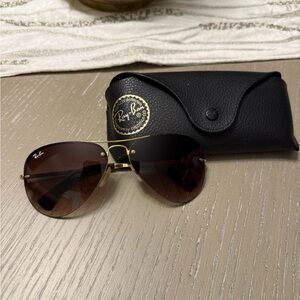 Ray-Ban Gold Frame Sunglasses with Brown Lenses
